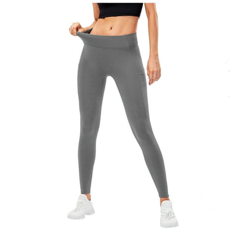 TRUBKH Fleece Tights for Women Thermal Tights Yoga Pants Compression Pants Compression Leggings Fleece Lined Tights Women Sheer Tights Gray M