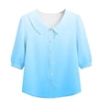 thumbnail image 6 of VBVC Women's Floral Button Down Blouse , Summer Collared Top For Women , Ladies' Lightweight Puff 3/4 Sleeve Tunic Shirt, Sky Blue , S-2XL, 6 of 6
