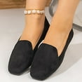 thumbnail image 2 of Xfvqtps Womens Moccasins Slip on Flats Square Toe Casual Comfortable Shoes for Everyday Wear Versatile Colors Faux Suede Material Black, 2 of 9