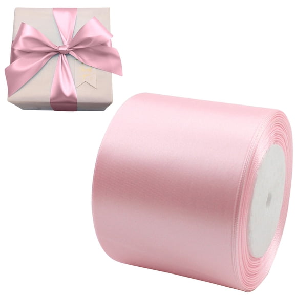 ChromaMuse 3 Inch X 24 Yards,Wide Satin Ribbon Solid Fabric Ribbon for Gift Wrapping Chair Sash Valentine's Day Birthday Party Decoration Hair Floral Craft Sewing Wedding Party Decoration,Light Pink