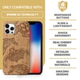 thumbnail image 7 of Case Yard Wooden Case Outside Soft TPU Silicone, Slim Fit Shockproof Wood Protective Phone Cover for Girls Boys Men and Women, Supports Wireless Charging Tortugas Design case for iPhone-12/12-Pro, 7 of 7