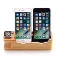 thumbnail image 1 of Base de carga para iPhone y Apple Watch, soporte de base de carga de madera de bambú Soporte de montaje de base para Apple Watch (38 y 42 mm) Iphone Smart, 1 of 5