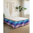 thumbnail image 2 of Marble Blue Bed Skirt Queen Size 18" Drop Gold Line Gradient Purple Modern Wavy Ruffled Wrap Around Bed Skirts Adjustable Elastic Bedskirt Dust Ruffle for Queen Size Bed, 2 of 7