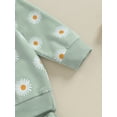 thumbnail image 6 of Bagilaanoe 3PCS Toddler Baby Girl Boy Pants Set Daisy Print Long Sleeve Sweatshirt Tops + Sweatpants 6M 9M 12M 18M 24M 3T Kids Casual Sweatsuits, 6 of 9