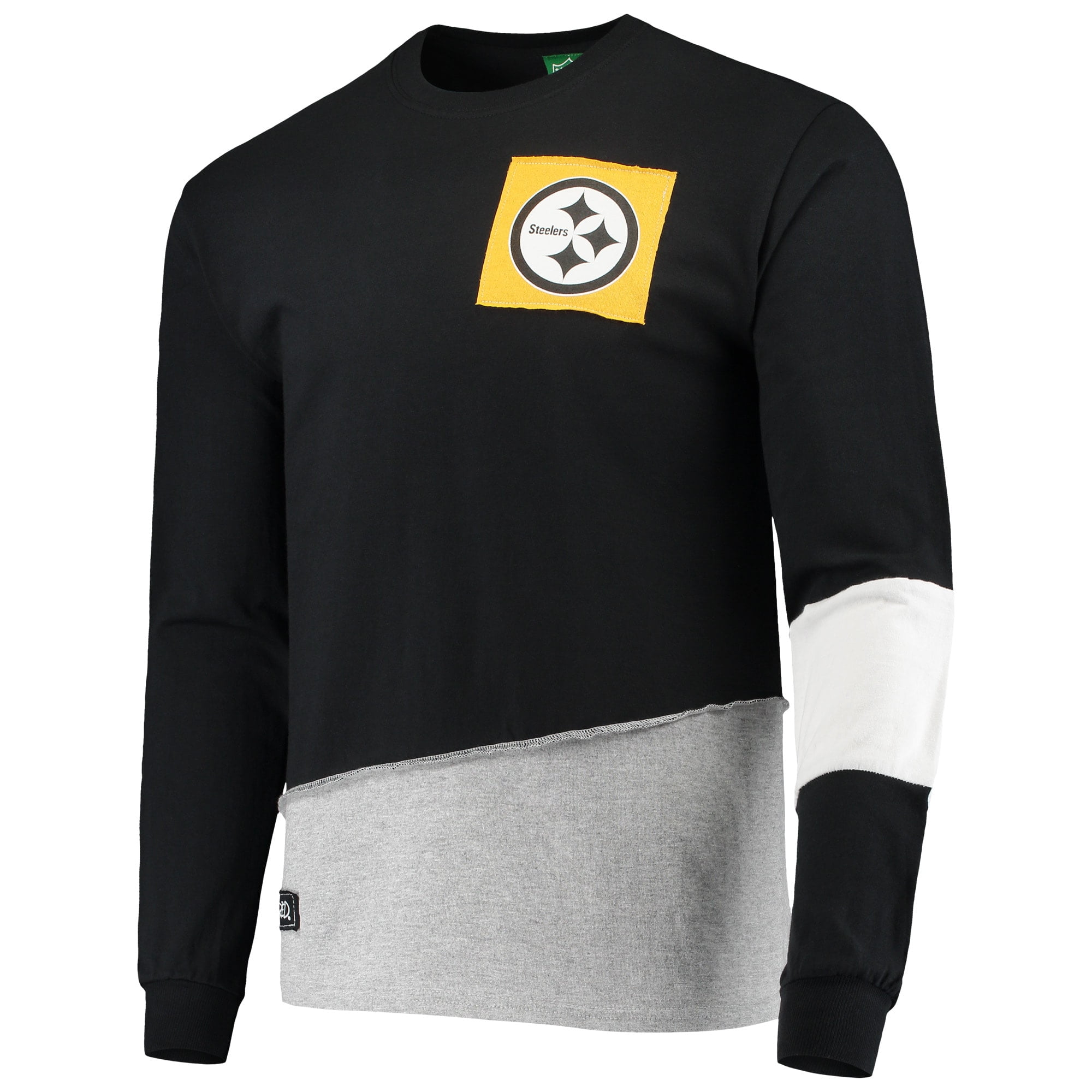 Black Mens Long Sleeve Pittsburgh Steelers Split Graphic Crew Neck Sweater 