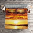 thumbnail image 2 of Ambesonne Hawaiian Quilted Coverlet 3 Pcs, Beach Sunset Coast, King Size, Dark Orange Orange, 2 of 2