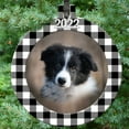 thumbnail image 4 of Expressly Yours! 2022 Picture Frame Christmas Ornament with Non-Glare Photo Protector, Round Black & White Plaid, 4 of 6
