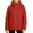 thumbnail image 6 of thefmos Women's Long Sleeve Jacket with Hood Trendy Solid Color Zip Up Outerwear Warm Lightweight Insulated Windbreaker Casual Fall Winter Clothes, Red XL, 6 of 6
