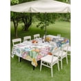 thumbnail image 3 of Outdoor Tablecloth with Umbrella Hole and Zipper, Easter Rectangle Table Cloth 60x102 Inch Waterproof Tablecloth, Spring Grey Bunny Botanical Eggs Leaves Lattice Picnic Table Cover for Patio Camping, 3 of 7