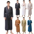 thumbnail image 1 of JDQJBZ Mens Pajama Pants Long Sleeve Satin Robe Absorbent Quick Dry Sleepwear, 1 of 5