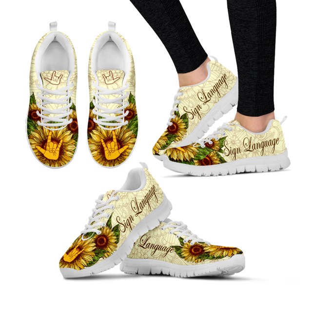 Chaussures d'Extérieur Légères à Lacets avec Imprimé en Langue des Signes Tournesol Classique