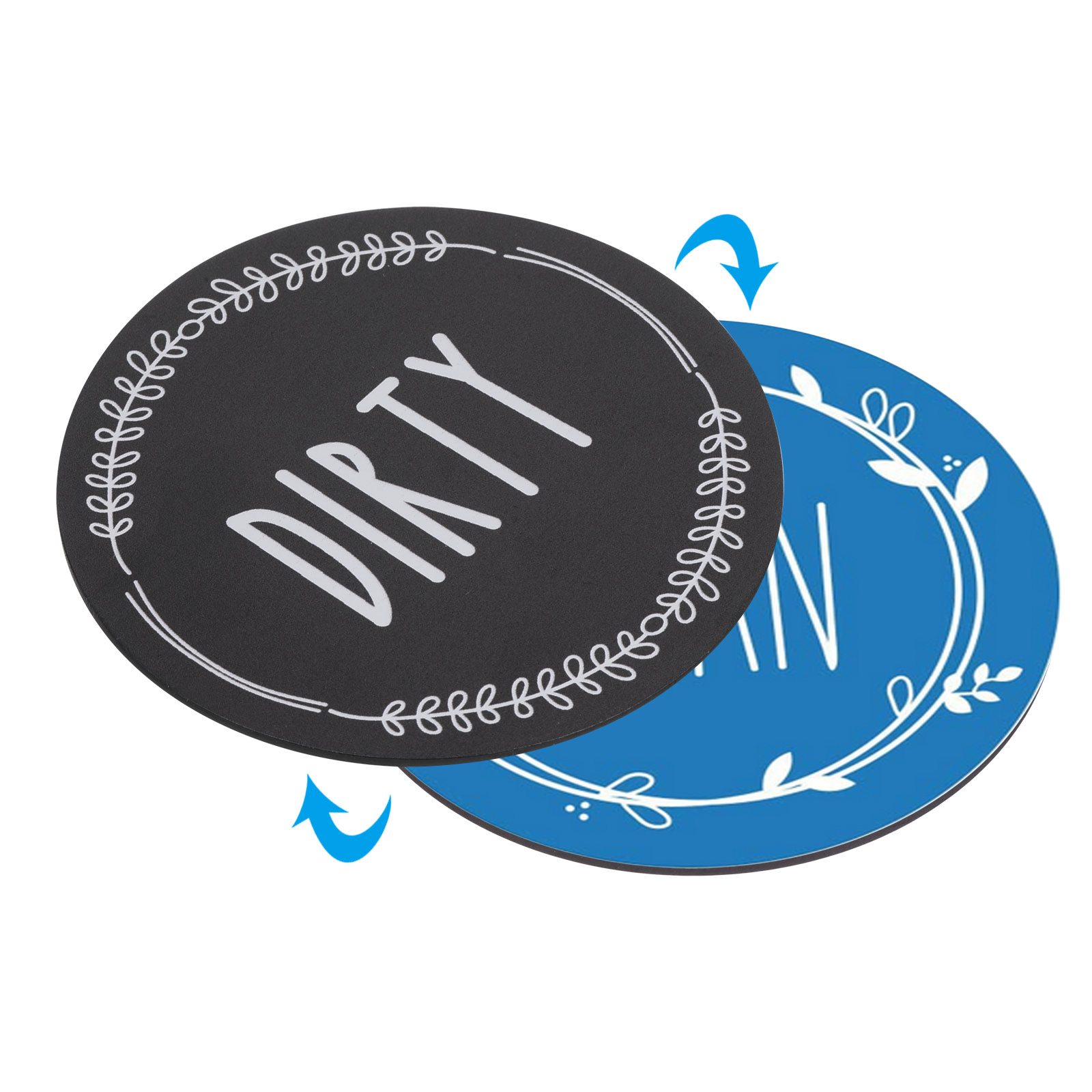 Unique Bargains Dishwasher Magnet Round Refrigerator Sign Magnet 2 Pack Blue Black