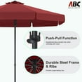thumbnail image 5 of ABCCANOPY 9ft Outdoor Market Hand Push Patio Umbrella With Hanging Edge,12+Colors, Burgundy, 5 of 8