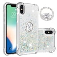 thumbnail image 1 of Funda para iPhone X/iPhone XS con Brillo Líquido Flotante, Purpurina, Parachoques y Anillo Giratorio Soporte, 1 of 5
