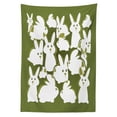 thumbnail image 3 of Ambesonne Bunny Tablecloth Rectangular Table Cover, Funny Cartoon Easter Animal, 60"x84", Olive Green and White, 3 of 4