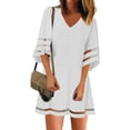 thumbnail image 1 of OUSITAID Femmes Casual Col Rond Maille Patchwork 3/4 Manches Cloche en Vrac une Ligne Robe de Tunique, 1 of 6