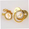 thumbnail image 4 of Baby Gold Liquid Silicone Chupete Letra A Chupete Chupete con clip de cadena, Newborn Essentials, 4 of 5