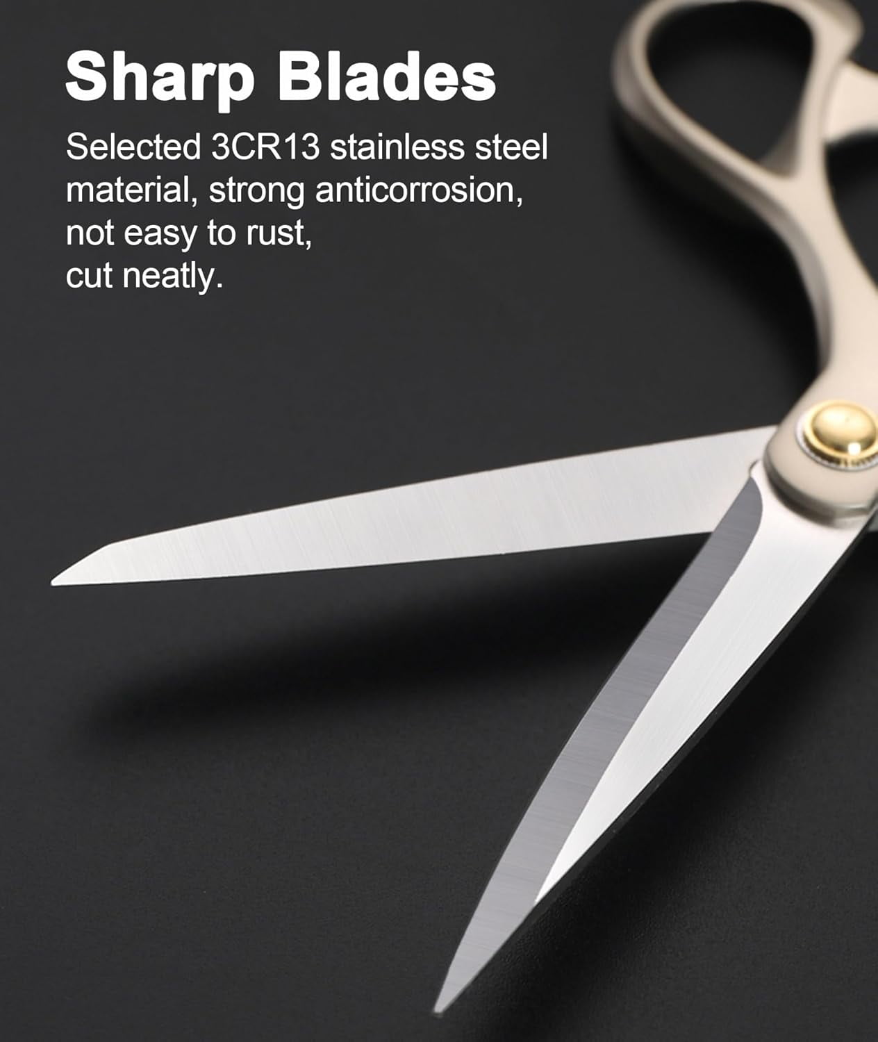 Fabric Scissors, 10.5" Heavy Duty Tailor Scissors, Classic Style, Champagne Golden, Stainless Steel