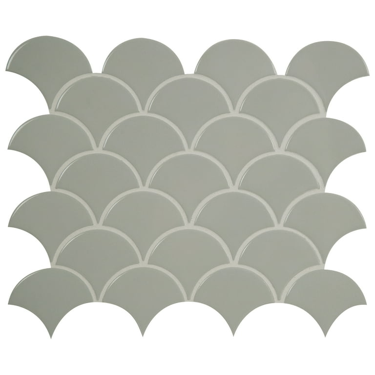 MSI Retro Gray Scallop 13.19 in. x 11.22 in. x 6mm Glossy Porcelain Mesh-Mounted Mosaic Tile (13.65 sq. ft. / case) MSI Retro Gray Scallop 13.19 in. x 11.22 in. x 6mm Glossy Porcelain Mesh-Mounted Mosaic Tile (13.65 sq. ft. / case)