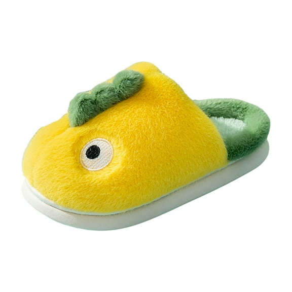 XIMIN Kids Baby Boys Girls Cute Dinosaur Cozy Plush Slippers Non Slip Cotton Knit Indoors House Bedroom Shoes Fall Winter Warm Furry Shoes