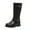 Black, variant on Toddler Girls Slip On Knee High Riding Boots Comfortable Leather Wide Calf Booties Fashion Square Toe Platform Fall Boots White Size 13 Little Child