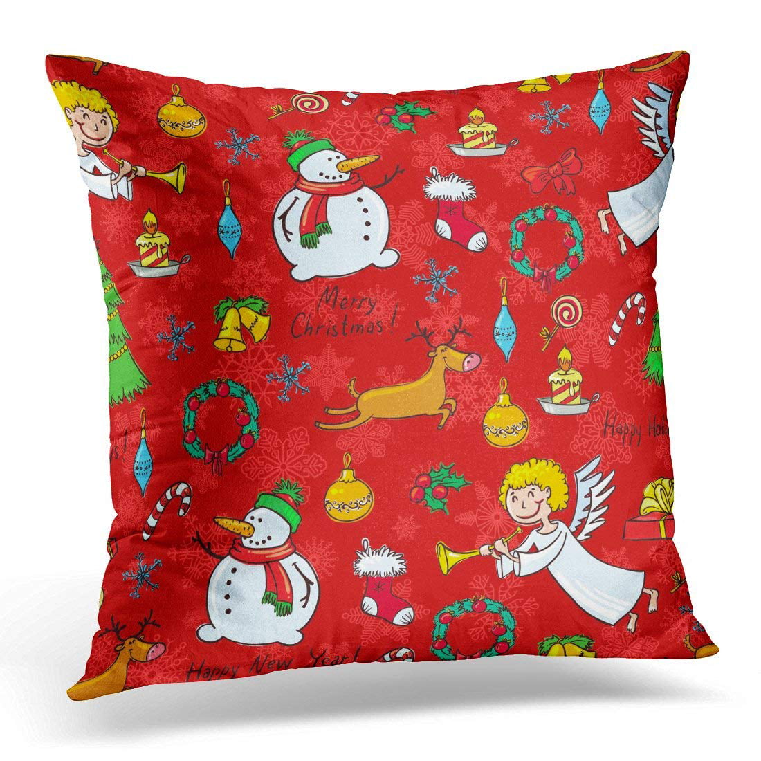 Naughty Or Nice Or Mermaid Christmas Holiday Cute Santa List Throw Pillow 18x18 Multicolor 