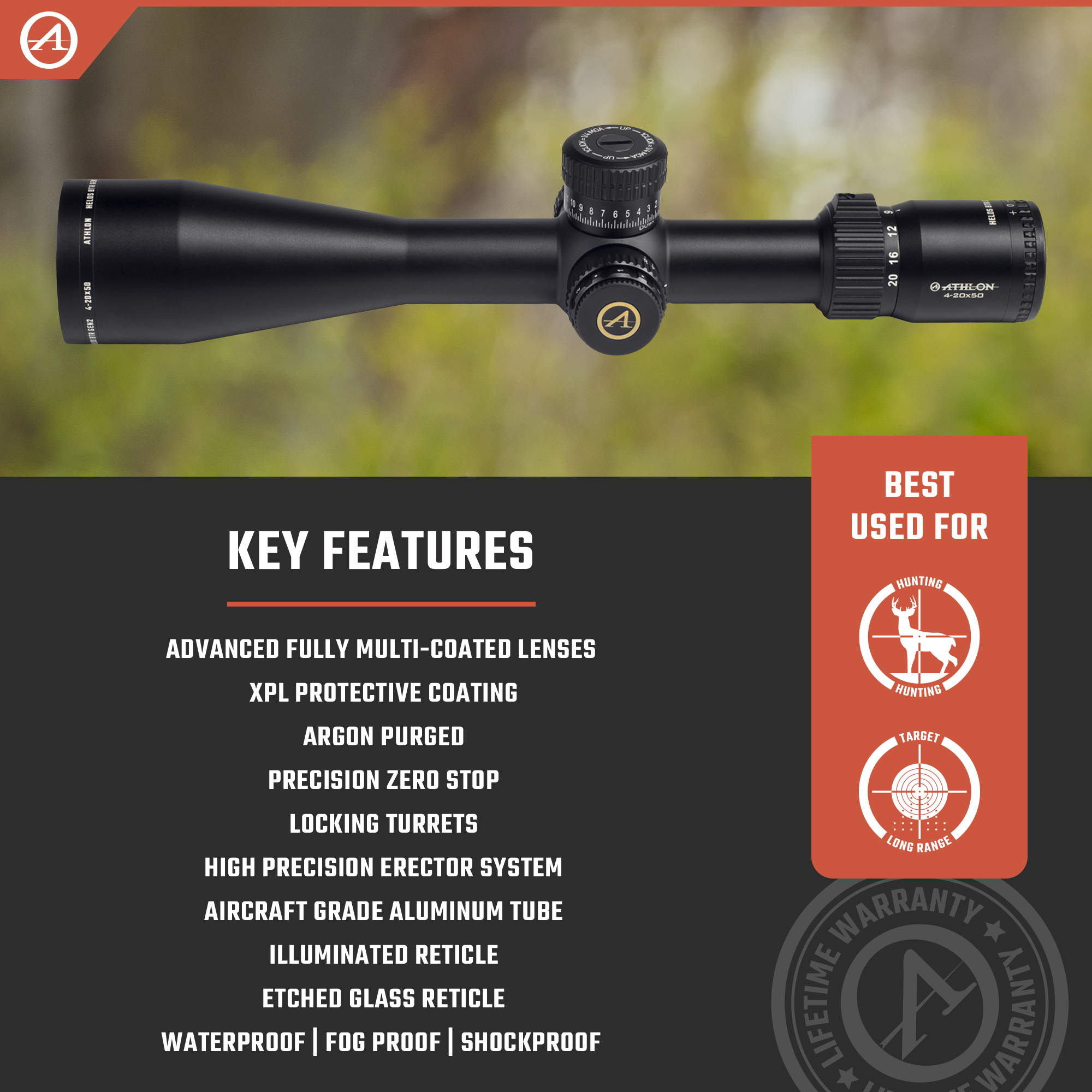 Athlon Optics Helos BTR Gen 2 Rifle Scope 4-20x 50mm Illuminated APLR6 MOA...