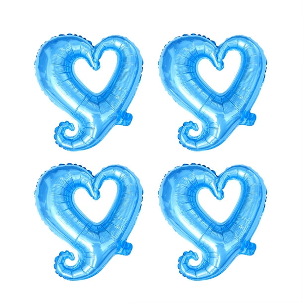 FELTECHELECTR 4 globos de aluminio con forma de corazón de 18 pulgadas, decoración creativa para fiestas, bodas, cumpleaños y festivales (azul claro).