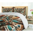 thumbnail image 4 of Ambesonne Rustic Duvet Cover Set, Southwestern Square Feathers, Queen, Turquoise Cocoa and Redbrown, 4 of 6