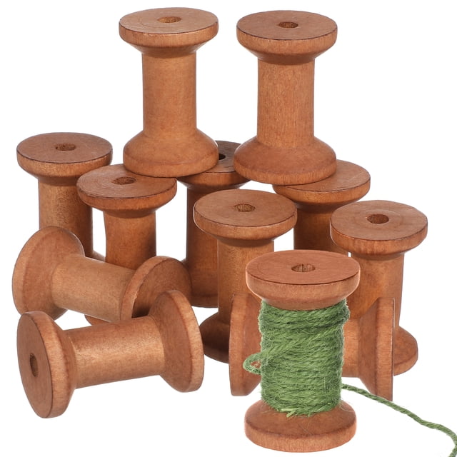 SHISUYAN 20pcs Empty Spools Yarn Winding Spools Embroidery Yarn Spools Wooden Thread Spools For Crafts Sewing