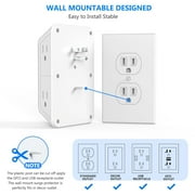 JcBlaon Outlet Extender Splitter Surge Protector with 4 USB Ports (2 USB C), Multiple Plug Wall Outlet, Multi Outlet Plug in Wall Adapter Power Strip for Indoor