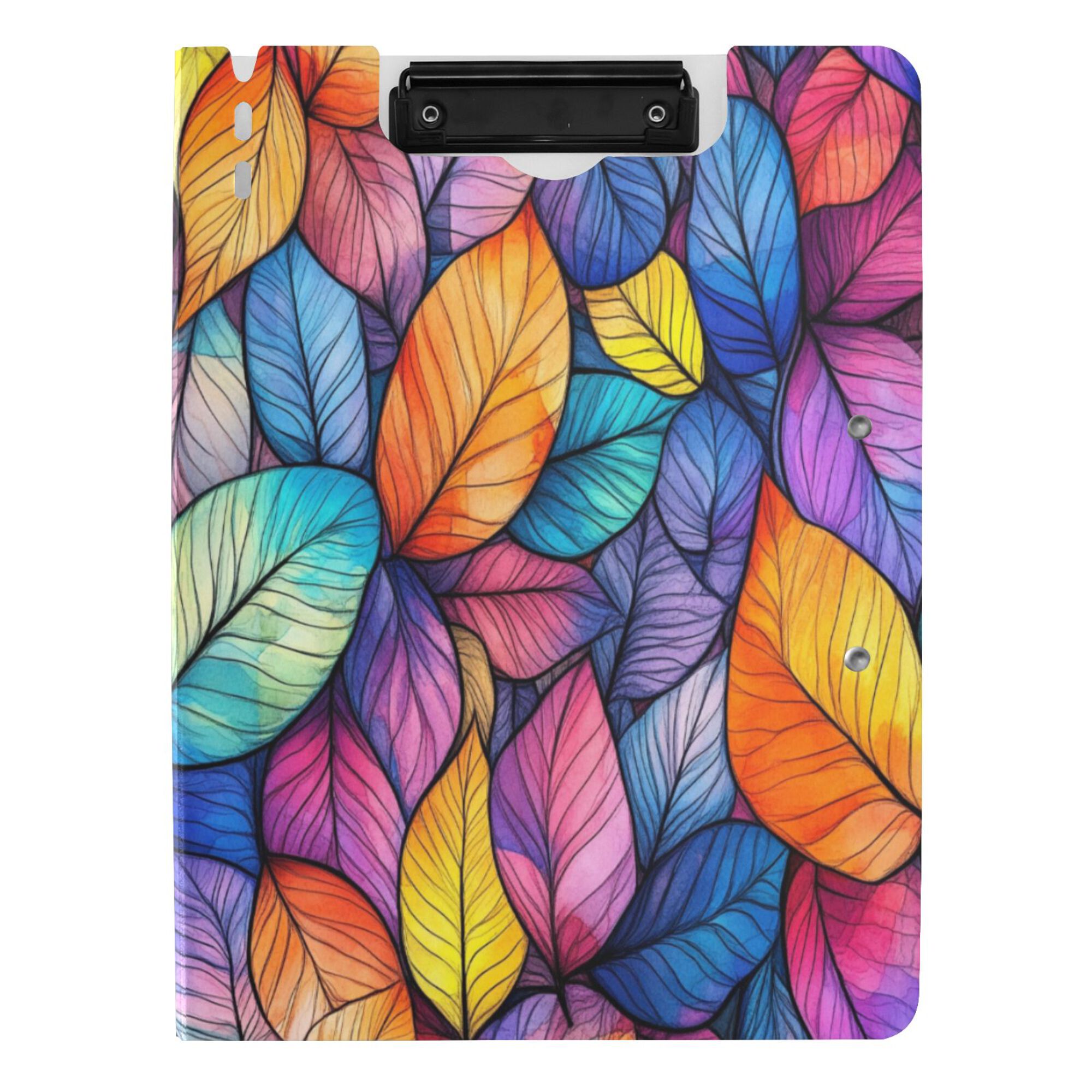FORMRS A4 Clipboard Folder with Pen Holder Horizontal Foldable School Office Binder, Colorful Leaves