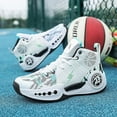thumbnail image 3 of Kids Basketball Shoes Boys Girls High Top Sneakers Comfy Breathable Outdoor Cushioning Athletic Shoes for Training Running, 3 of 7
