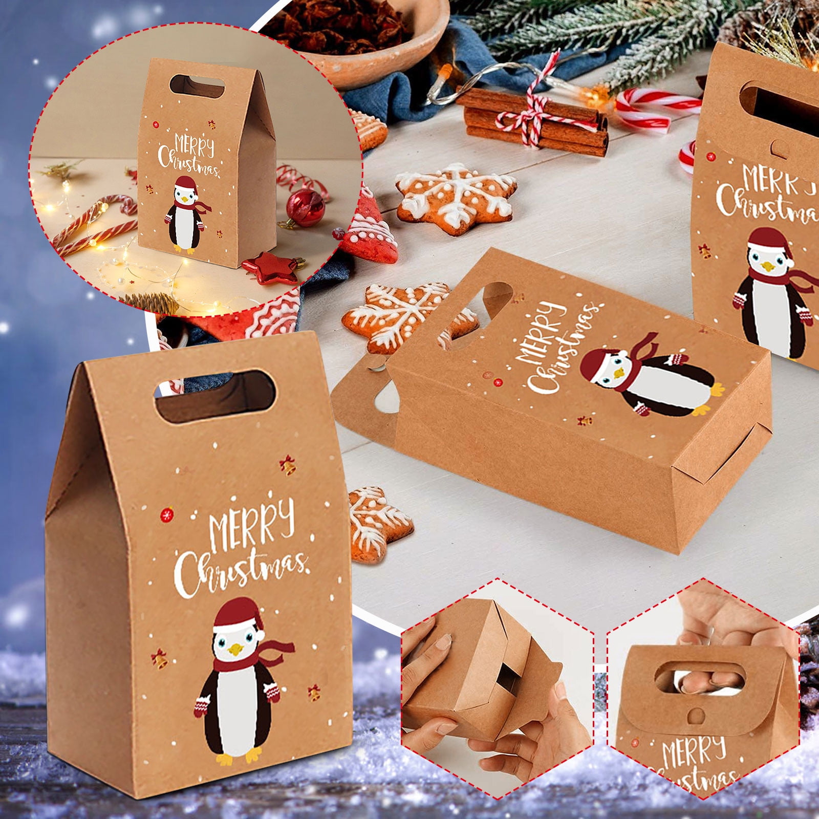 Medcursor Christmas Decorations Vintage Kraft Christmas Apple Gift Box,  Wrapped Party Gift Bag Hand-Wrapped Candy Box - Walmart.com