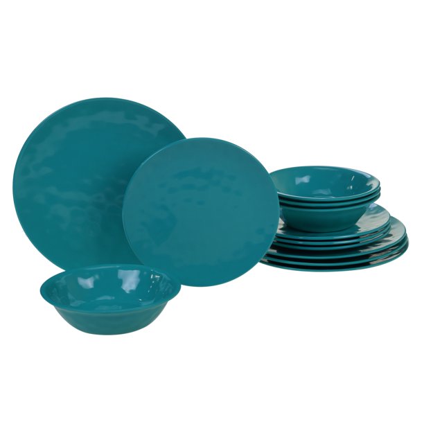 Teal Melamine 12 pc Dinnerware Set