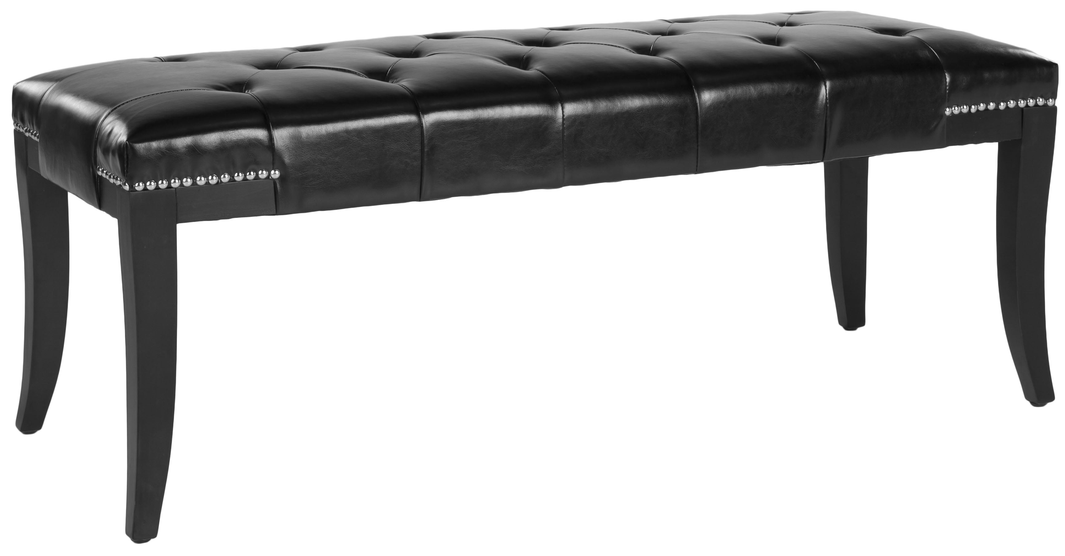 SAFAVIEH Gibbons Classic Glam Upholstered Bench w/ Nail Heads, Black
