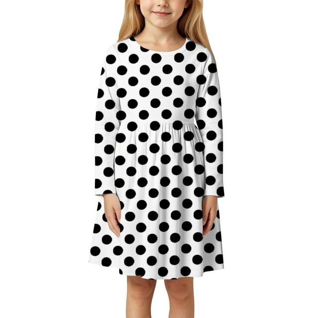 Wdgfv Robe Vintage à Manches Longues pour Filles, Robe Rétro des Années 50 Tournoyante pour Occasions Spéciales, Blanche, 6-7 Ans