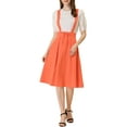 thumbnail image 2 of Unique Bargains Jupe Midi Plissée à Bretelles Rétro à Taille Élastique pour Femme, Orange, TG, 2 of 6