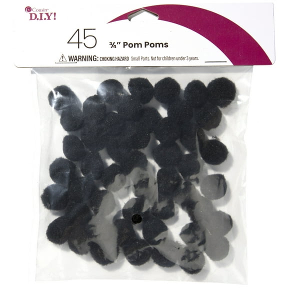 CousinDIY Pom-Poms .75" 45/Pkg-Black