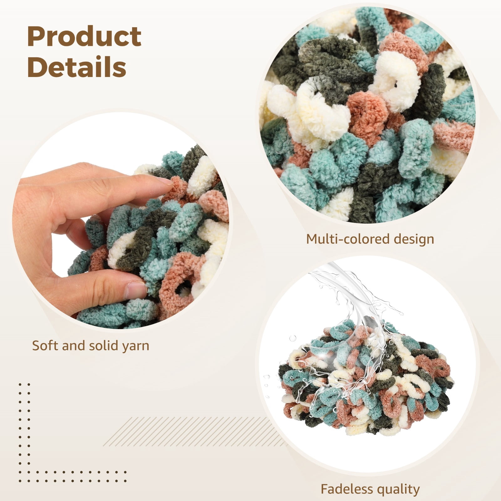 5 PCS Chunky Yarn Set, 100% Polyester Loop Yarn, Blanket Yarn for DIY Scarf and Bags, Multicolor Chenille with Alpaca Tag, 5-Pack Craft Kit for Beginners