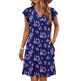 thumbnail image 3 of Fantaslook Summer Dresses for Women Ruffled Sleeve V Neck Dress Casual Floral Sundresses with Pockets, 3 of 9