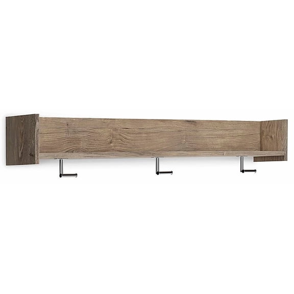 Signature Design by Ashley Contemporary Oliah Wall Mounted Coat Rack with Shelf  Natural