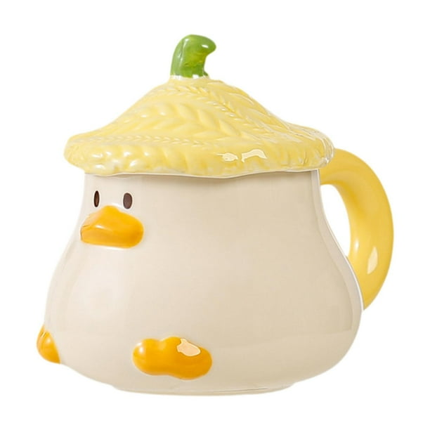Taza de café de cerámica, taza de té, novedad, divertida caricatura, adorable para el hogar, cocina, mujeres Amarillo