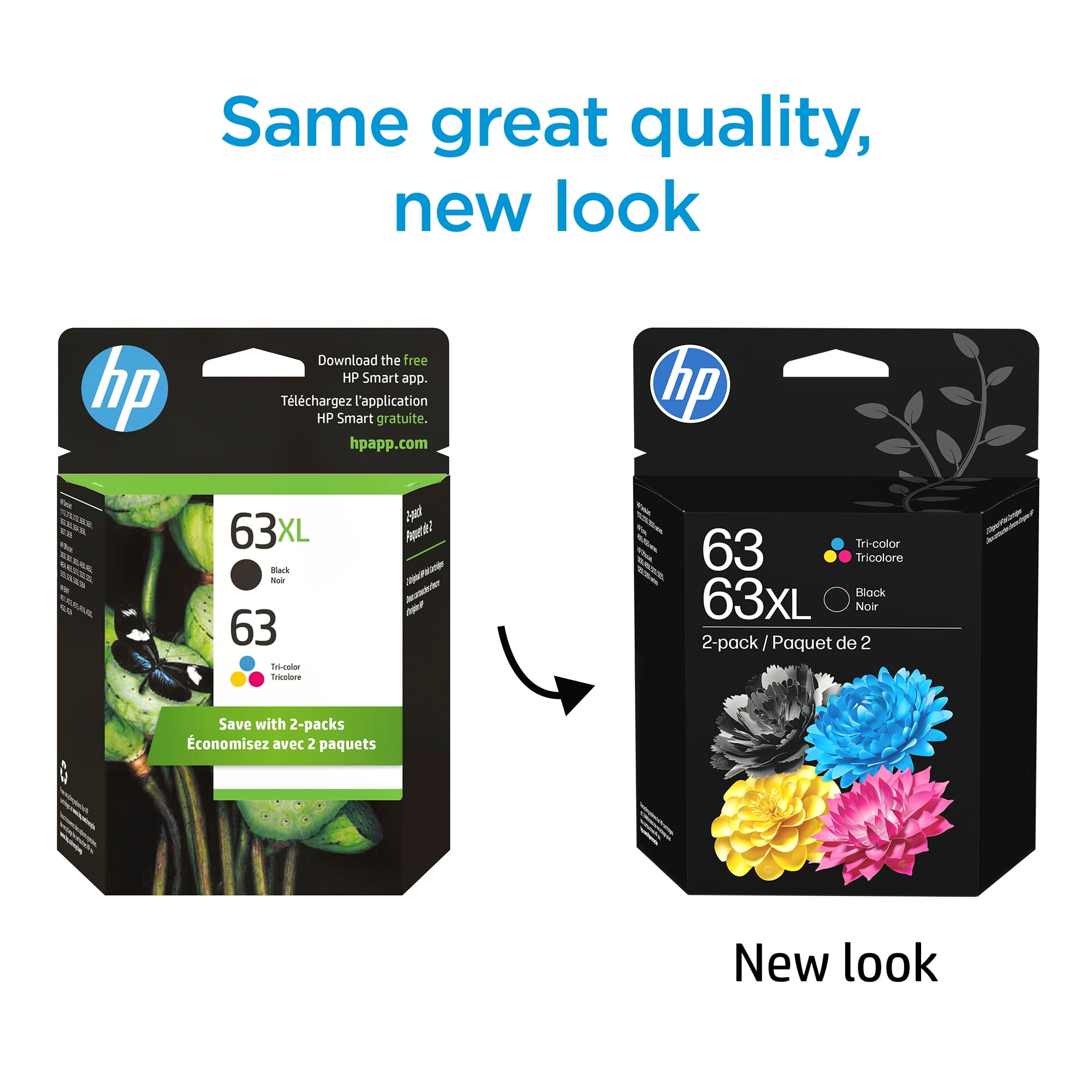 HP 63 Clr/63XL Blk Ink Crtg Combo 2-Pk