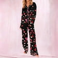 thumbnail image 3 of RXMEKW Ensemble de Pyjama à Manches Longues Imprimé avec Revers pour Femmes, 2 Pcs, Polyester, Coupe Ample, 3 of 8