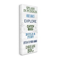 Stupell Industries Outdoor Adventure Activities Chart Blue Green Phrases Inspirational Painting Gallery Wrapped Canvas Art Print Wall Art, 13 x 30