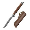 thumbnail image 1 of WLOELOEW Outdoor Camping Knife With Leather Sheath Stainless Steel Blade Wood Handle Damascus Pattern Pointed Tip A, 1 of 7