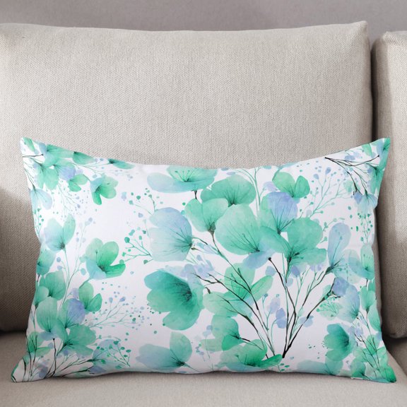 Decorative Pillow Cover 20x26 Inch Spring Floral Watercolor Lumbar Pillow Cover Green Flowers Soft Cushion Covers for Sofa Couch Bed, Living Room Home Decor