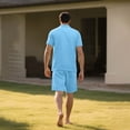 thumbnail image 3 of GrmtClth Men's Short Sets 2 Piece 2026 Retro Collared Top Vacation Short Pants Clothing Trend Textured Outfit Light Blue 3XL, 3 of 6