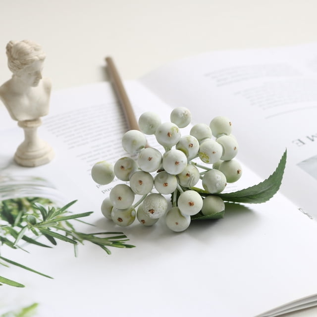 Imitación de acebo, frutos lúcidos, ramas cortas, frutos rojos, adornos para sala de estar, decoración navideña para festivales de primavera, accesorios para arreglos florales, bayas de imitación